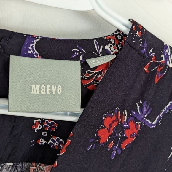 ANTHROPOLOGIE Maeve Espoir Jumpsuit Purple Bird Floral BellSleeve Romper 6p Us@L - Picture 8 of 11